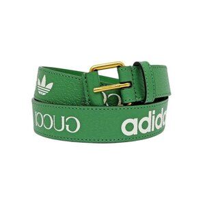 Gucci Adidas Belt Green Gold Hardware Green 95 cm